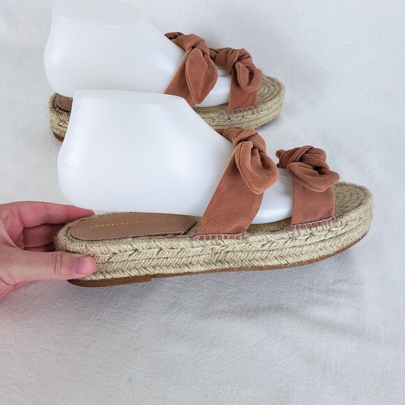 Loeffler Randall Espadrille Platform Slide Sandals Womens 38 Brown Suede Boho - Picture 6 of 12